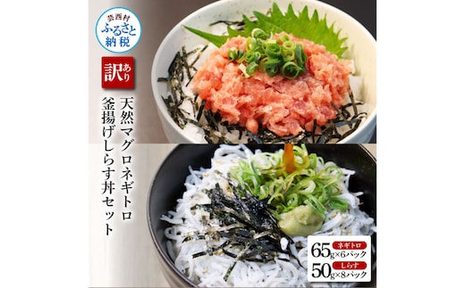 KGP037-W 訳あり高知県産釜揚げしらす（8P）と天然マグロのタタキ丼（6P）セット（小分け）