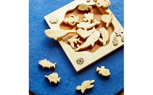 山のくじら舎　海パズル 海パズル 出産祝いに木のおもちゃ