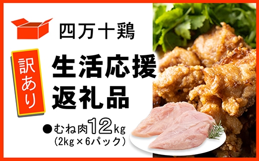 【訳あり】四万十鶏 むね肉 12kg (生活応援返礼品)
