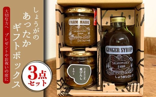 しょうがのあったかギフトボックス しょうが 生姜 農薬不使用 ジンジャーシロップ ジンジャーエール おすすめ 高知県 ギフト プレゼント 贈り物