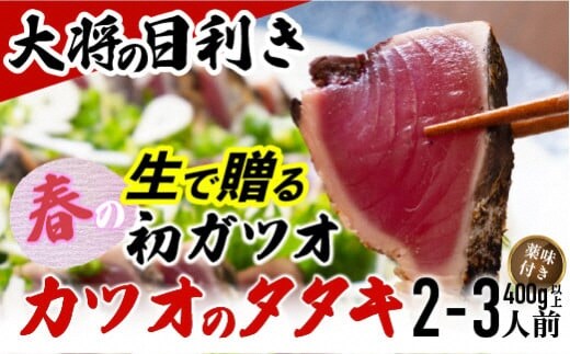 【予約受付】【生の鮮度】初ガツオのタタキ2-3人前（薬味付き）【冷蔵】 ／Efs-10