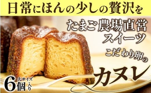 たまご農場直営スイーツ!こだわり卵の食べ応え抜群!大きなカヌレ 6個／Gbn-A40
