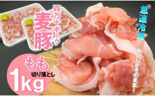 平野協同畜産の「麦豚」 豚もも切り落とし 1㎏（500g×2パック） 小分け 生姜焼き 豚丼／Ahc-A06
