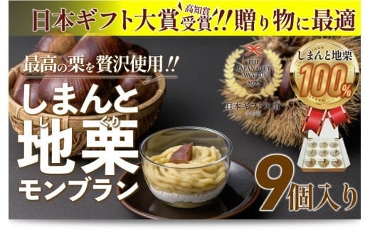 【新栗】【添加物不使用】栗のおいしさを追求！「しまんと地栗モンブラン(9個入)」／Qdr-209