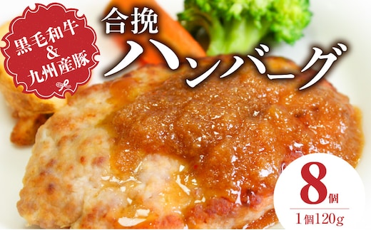 黒毛和牛・九州産豚の合挽ハンバーグ 120g×8個_Ax155-01