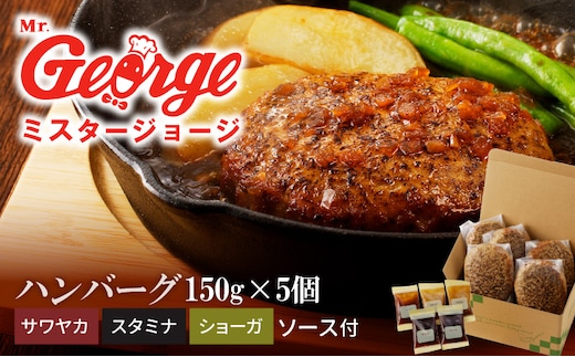 ジョージハンバーグ5個セット 3種（サワヤカ・スタミナ・ショーガ）のソース付_Ax031