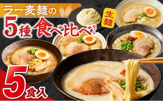 ラー麦麺食べ比べセット5食（久留米豚骨・博多豚骨・味噌・醤油・塩）_Br059