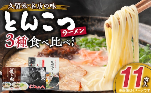 ≪地場産くるめオススメ≫ 「久留米の名店」とんこつラーメン食べ比べセット（計11食入）_Br024