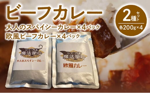 ビーフカレー 2種セット (大人のスパイシーカレー･欧風ビーフカレー) 各200g×4 計1600g