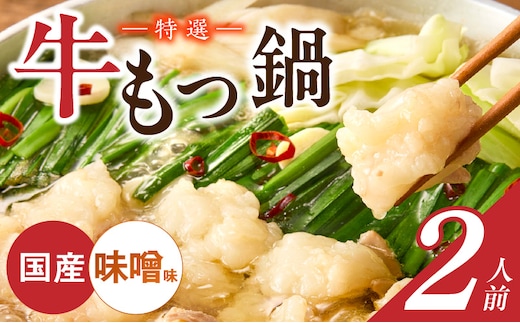 博多名物 国産牛 特選もつ鍋 味噌味 2人前セット _Cn139-01