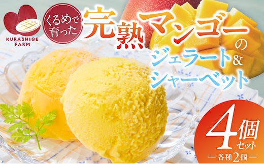【2026年7月お届け】完熟マンゴーのジェラート＆シャーベット130ml×4個入り _Dw012-04