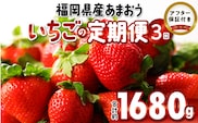 先行予約！『いちごの定期便』福岡県産　あまおう　合計約1680g（約280g×2パックを2月3月4月の3回）2026年2月より順次発送_Fi051