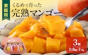 【2026年6月以降お届け】【家庭用】くるめで育った完熟マンゴー（3玉：約0.8～1kg）_Fm017