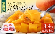 【2027年7月以降お届け】【家庭用】くるめで育った完熟マンゴー（3～4玉：約1.5～1.8kg）_Fm009-034