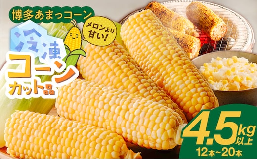 冷凍便！旬の時期に冷凍したSDGs米堆肥で作った博多あまっコーンカット品 4.5キロ以上（12～20本） _Gv051