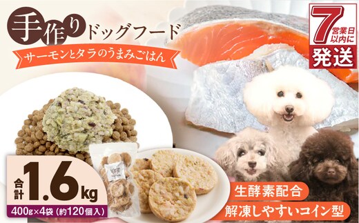1cofood 手作りドッグフード サーモンとタラのうまみごはん 400g×4袋