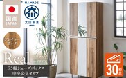 【開梱設置】シューズボックス 【リアル 75 HI板 中央姿見】 グレイシーオーク_Qd066-05