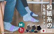 和紙×コラーゲンナイロン異素材コラボで足の悩みをサポート 爽快な履き心地　アルキテクト・クール３足入り（３色/M寸）
