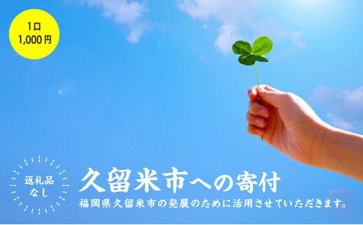 福岡県久留米市への寄付（返礼品はありません） 返礼品なし 1口 1,000円
