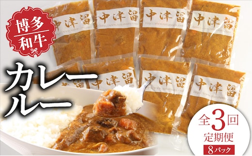 【定期便】毎月届く！博多和牛 カレールー（3回コース）_Tk018