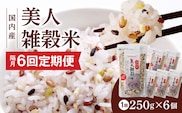 【隔月6回　定期便】国内産 美人雑穀米 250g×6個 1500g×6回_Tk028