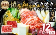 博多和牛赤身・ロースすき焼き食べ比べ　計1kg　12回定期便 _Tk058