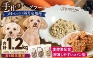 【隔月6回定期便】1cofood　手作りドッグフード　3種セット　1.鹿ごはん　2.猪ごはん　3.鶏ごはん _Tk090