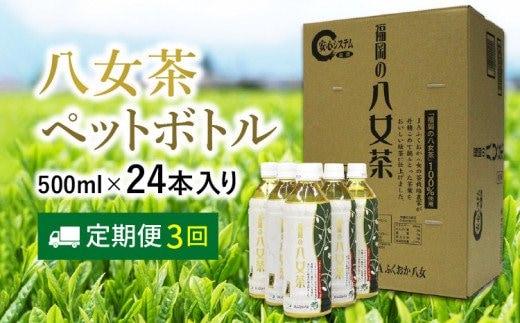 八女茶 煎茶ペットボトル 500ml×24本 【3カ月定期便】【D5-029】