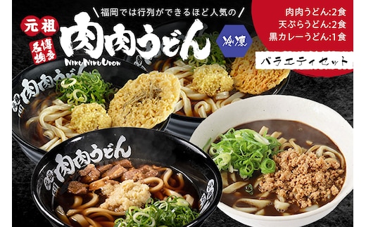冷凍 肉肉うどん２食・天ぷらうどん２食・黒カレーうどん１食 バラエティセット【A5-460】