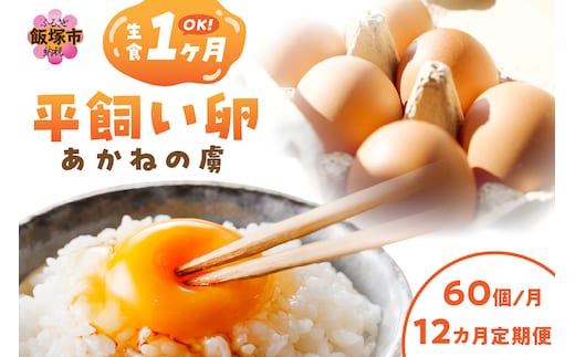 〈平飼い卵〉あかねの虜（60個/月）【12カ月定期便】【K88-004】