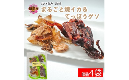 ＼ポスト投函／おつまみ 珍味 まるごと焼イカ&てっぽうゲソ（小）ゆうパケットでお届け！【Z3-026】 