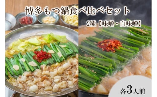 博多もつ鍋食べ比べセット 2種【味噌・白味噌】【C8-018】