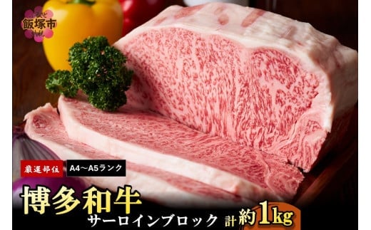 【厳選部位】【A4ランク-A5ランク】博多和牛サーロインブロック 1kg【D2-010】