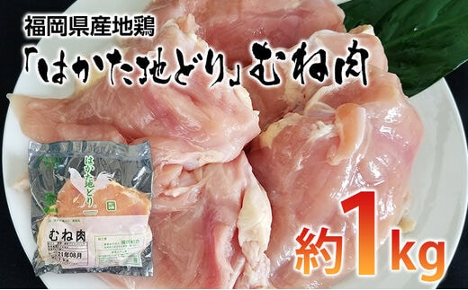 福岡県産地鶏「はかた地どり」むね肉（約1ｋｇ）