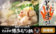 九州名物とめ手羽　博多もつ鍋セット　2-3人前　味噌味