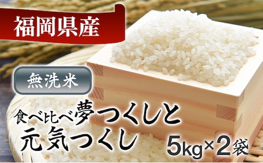 令和8年産 福岡県産米食べ比べ（無洗米）「夢つくし」と「元気つくし」セット 計10kg 計10kg お取り寄せグルメ お取り寄せ 福岡 お土産 九州 福岡土産 取り寄せ グルメ 福岡県