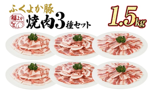 豚肉 焼肉 ふくよか豚 焼肉3種セット 1.5kg ロース 肩ロース バラ ロース肉 肩ロース肉 バラ肉 小分け ブタ肉 ぶた肉 生姜焼き 豚丼 冷凍 福岡県 福岡 九州 グルメ お取り寄せ