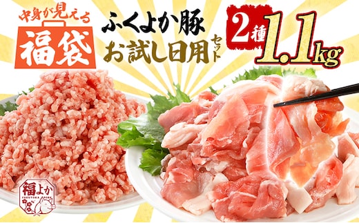 福袋 豚肉 切り落とし ミンチ 【C】ふくよか豚 お試し日用セット 小分け ブタ肉 ぶた肉 冷凍 福岡県 福岡 九州 グルメ お取り寄せ