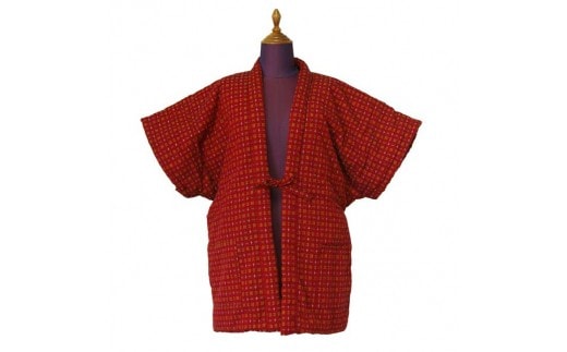 602.婦人市松柄やっこはんてん 赤