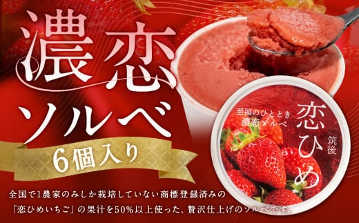濃恋ソルベ 80ml×6個入 ソルベ アイス デザート スイーツ いちご ギフト 冷凍 福岡県 筑後市
