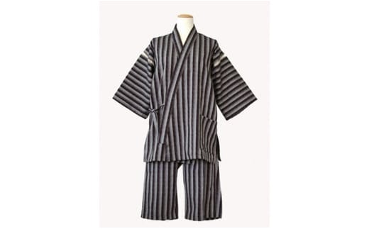 522.紳士用甚平(しじら織・縞柄) M黒