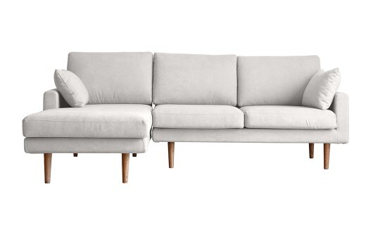 【ライトブルー】 高野木工 LEO SOFA レオソファ カウチタイプ シェーズロング (左肘) + 2人掛け (右肘) オーク脚 【5年保証】 ソファ カウチソファ シェーズロングソファ インテリア 家具 九州 福岡県 筑後市