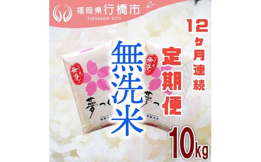 AF-023 【12か月定期便】福岡県産夢つくし【無洗米】10kg