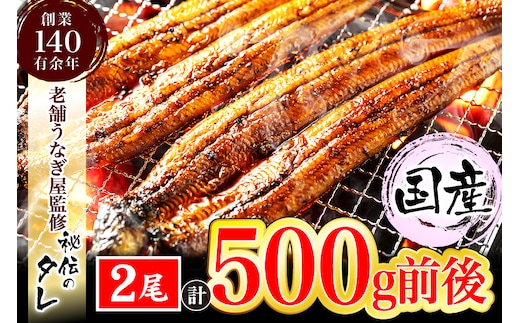 AU-065 【当店オリジナル味付け】九州産・鰻の蒲焼2尾（計500g前後）