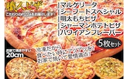 CT-005 職人さんの手作りピザ～マルゲ、シーフード、明太もち、ポテト、ハワイアンの５枚セット～