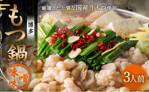 【ご家庭用】博多 もつ鍋 (味噌味) 3人前 太宰府市 牛モツ ホルモン
