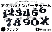アクリルナンバーチャーム ブラック 0 1 2 3 4 5 6 7 8 9 X 番号 大きい キーホルダー アクセサリー プレゼント ギフト 贈り物 福岡 九州 福岡県 メール便（ポスト投函）