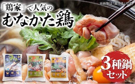 むなかた鶏３種鍋セット 鶏家 鶏肉 鍋 水炊き 鶏鍋 鶏すき モモ肉 ムネ肉 麺付き ちゃんぽん麺 福岡県 福岡 九州 グルメ お取り寄せ