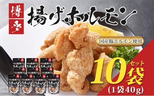 博多揚げホルモン(10袋セット) ホルモン 国産豚 唐揚げ おつまみ 送料無料