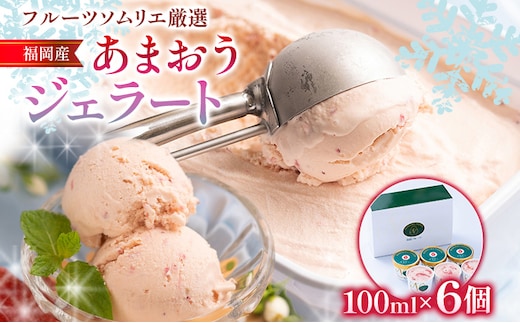 あまおうジェラート 100ml×6個 合計600ml ジェラート スイーツ あまおう 苺 冷凍 送料無料【2026年4月以降順次発送】